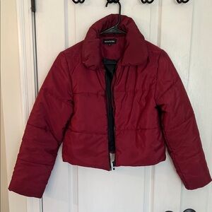PrettyLittleThing Burgundy Puffer Coat size 4